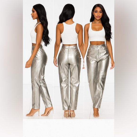 Galactic Glow Pant Womenswear Underwear Lady Metallic Shimmer High Waist - Picture 13 of 16